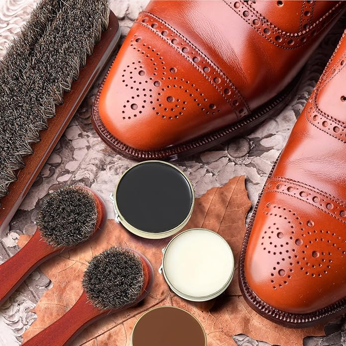13 Pcs Shoe Polish Kit, Leather Boot Care Kit for Men, Black Shoes Shine Kit for Cleaning with PU Storage Bag
