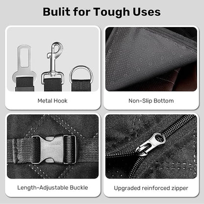 Zanch Heavy-Duty Dog Truck Seat Cover, Flat Solid Back Seat Extender for Multi Large Dogs, Hard-Base Supports 450 lb, Waterproof Hammock Protector, XL for Full-Size Crew Cab Trucks & SUVs, Green