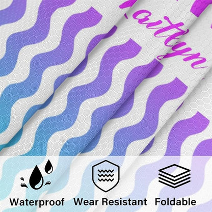 Custom 6 Set Compression Packing Cubes with Name Striped Personalized Compressible Expandable Packing Organizers Luggage Carry On Suitcase Bags Travel Accessories Gifts, Blue Purple