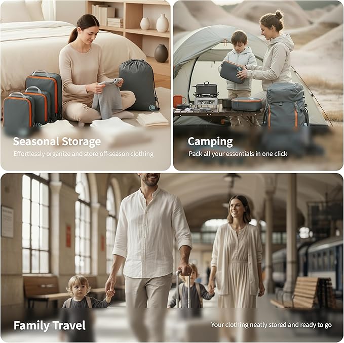 Cipway Compression Packing Cubes Set, Ultralight Expandable Travel Packing Organizers for Carry on Luggage (Grey 3pcs)