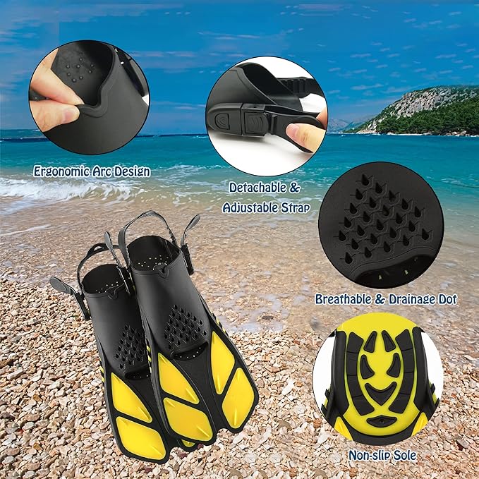 Snorkeling Gear for Adults with Fins Scuba Diving Gear Adult Professional Travel Snorkel Sets with Flippers,Anti-Fog Anti-Leak Diving Mask