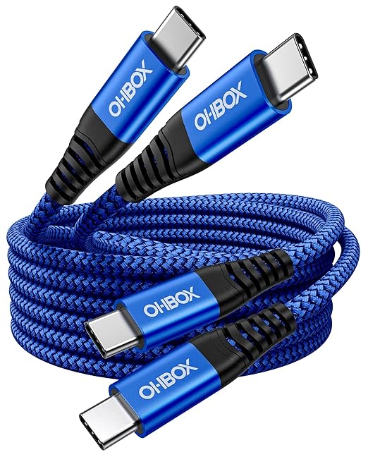 USB C to C Cable 60W, 10FT Long USB Type C Fast Charging Cable for Car Durable Braided iPhone USB C Charger Cable USBC to USBC Cord for iPhone 17/16/15/Pro Max/Plus, Samsung Galaxy and More-Blue