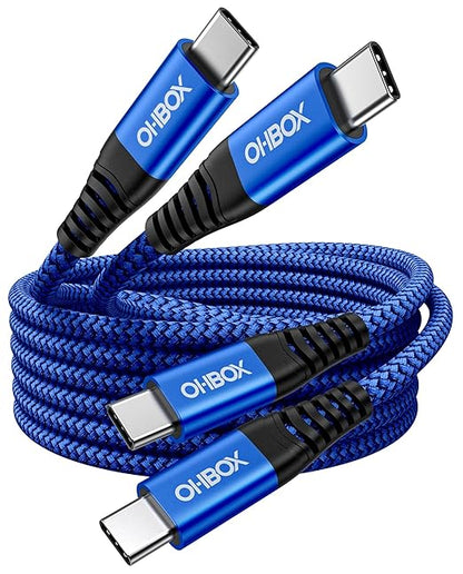 USB C to C Cable Fast Charging 6FT, 2Pack USB Type C Cable for Car Durable Braided iPhone USB C Charger Cable USBC to USBC Cord for iPhone 17/16/15/Pro Max/Plus, Samsung Galaxy S23 and More-Blue