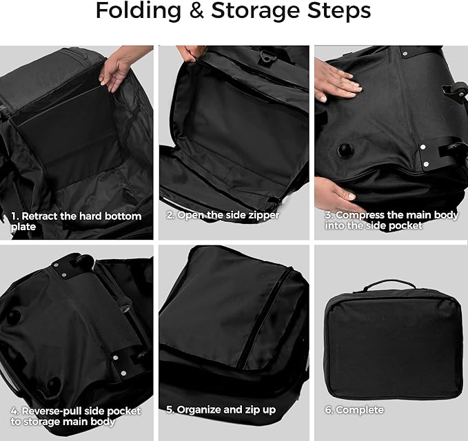 Rolling Duffel Bag with 3 Wheels, 110L-120L Expandable Foldable Travel Duffel, 28" No-Sag Design Waterproof Carry On Luggage, Lightweight Weekender Bag for Men Women, Camping/Cargo/Air Travel