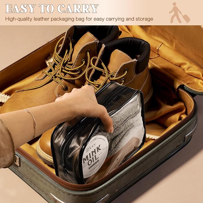 8 Pcs Mink Oil for Leather Shoes Boots 3.5 oz Leather Conditioner and Cleaner with Travel Bag Soften for Boots and Shoes Care(Style A)