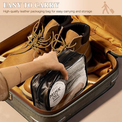 8 Pcs Mink Oil for Leather Shoes Boots 3.5 oz Leather Conditioner and Cleaner with Travel Bag Soften for Boots and Shoes Care(Style A)