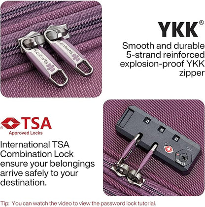 Hanke 20/28 Inch 2 Piece Luggage Sets with Spinner Wheels Expandable Luggage Large Suitcases with Wheels Lightweight Travel Luggage Rolling Suitcase with Lock Softside Checked Luggage.(Purple)