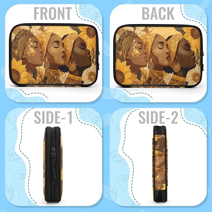 Cable Organizer Sunflowers African Women Electronics Travel Organizer Case Tech Accessories Pouch Waterproof Cord Storage Bag for Power Bank Charger Phone Earphone