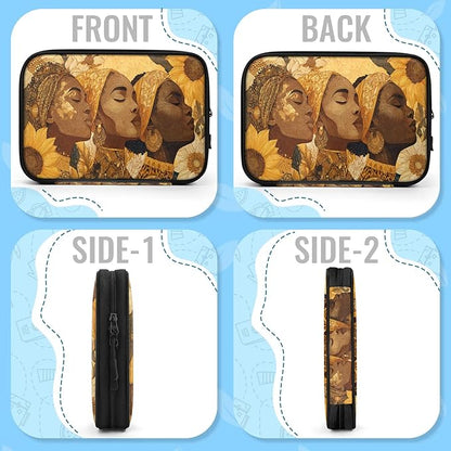 Cable Organizer Sunflowers African Women Electronics Travel Organizer Case Tech Accessories Pouch Waterproof Cord Storage Bag for Power Bank Charger Phone Earphone