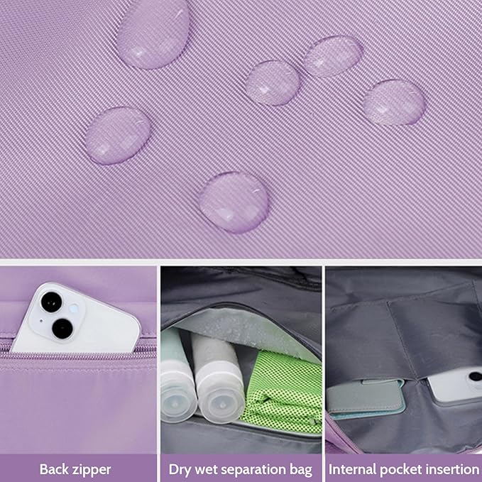 Rolling Duffle Bag with Wheels and Handle, Expandable Foldable Luggage Bag Purple