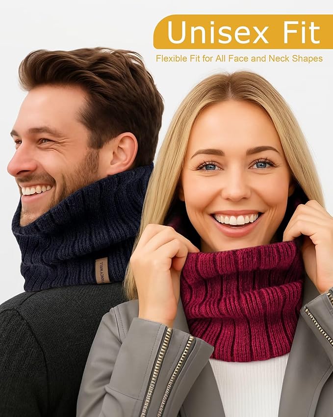 Winter Neck Gaiter for Men – 3 Pack Ski Neck Warmer, Fleece Face Mask Cover, Cold Weather Neck, Neck Warmers