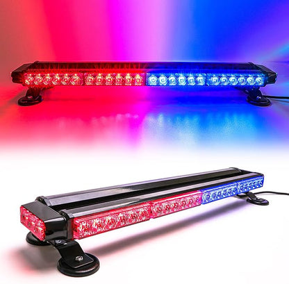 26.5" Red Blue 54 LED Rooftop Beacon Light Bar For Police Cops Firefighter Vehicles Work Truck Cars Emergency Warning Flashing EMS First Responder POV Strobe Light Traffic Advisor with Magnetic