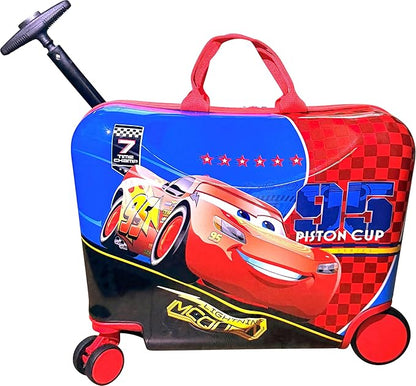 Fast Forward Ride-On 18" Suitcase For Kids/Tow-Along Toddler Carry-On Luggage With Wheels (Cars II)