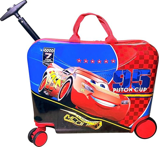 Fast Forward Ride-On 18" Suitcase For Kids/Tow-Along Toddler Carry-On Luggage With Wheels (Cars II)
