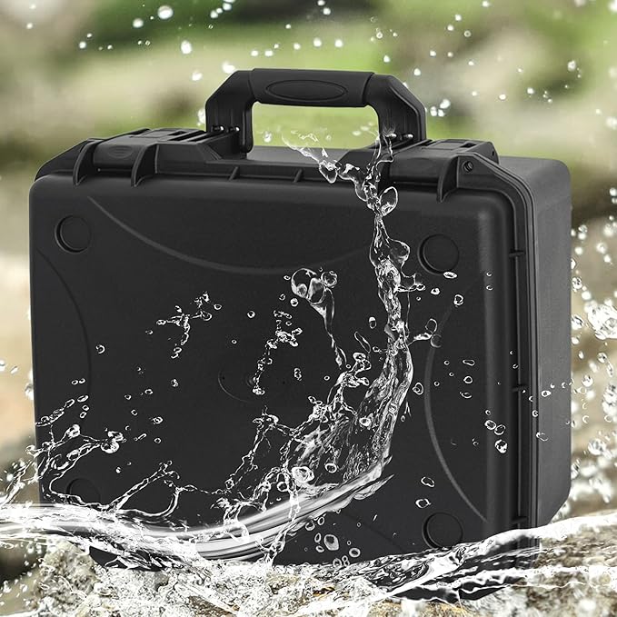 Hard Case with IP67 Waterproof Shockproof Tool Box for Microphone, Drones, Camera, Equipments, Portable Storage Case, 18.3 x 15.7 x 7.6 Inch