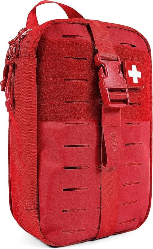 MY MEDIC MyFAK Standard Ifak First Aid Kit - 132 Life Saving Trauma and Medical Items - HSA FSA Survival Kit for Camping or Your Car - RED