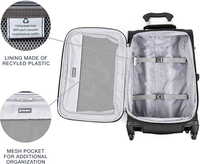 Travelpro Maxlite 5 Softside Expandable Luggage with 4 Spinner Wheels, Lightweight Suitcase, Men and Women, International, Black, Carry-on 21-Inch