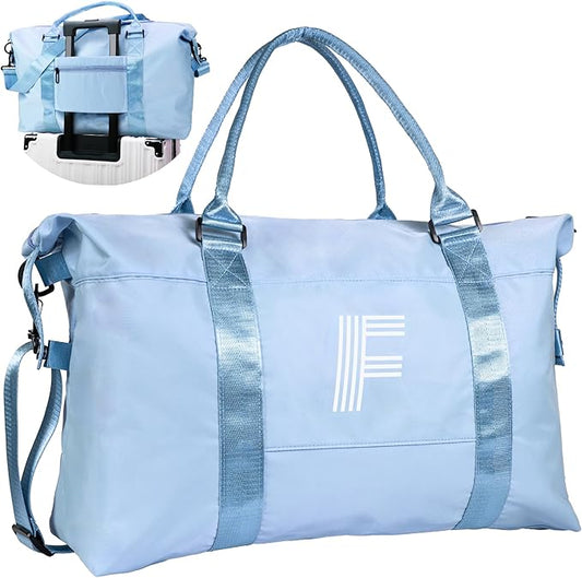 Personalized Gifts for Kids, Cute Bags For Teen Girls Travel Duffel Bag, Gym Bag, Personalized Weekender Bag, Monogram Overnight Bag, Niece Gifts Teen Birthday Gifts For Girls (Letter F)