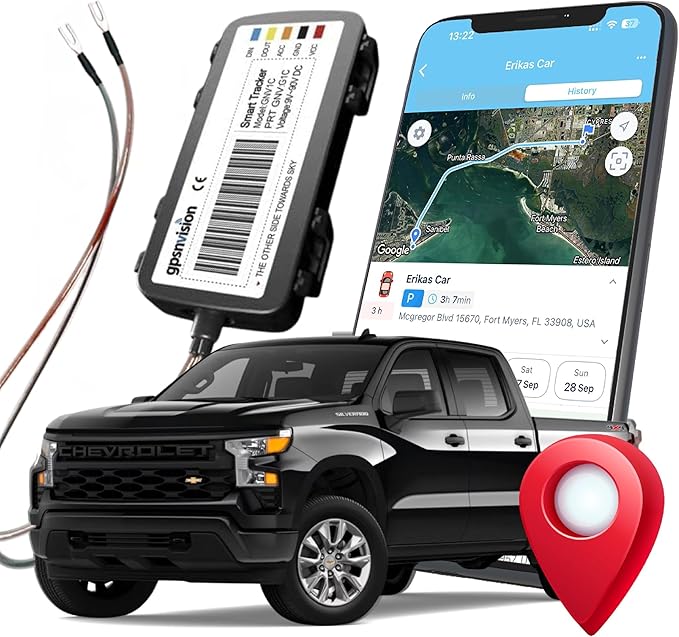 4G GPS Tracker for Vehicles - Real-Time GPS Tracker for Car, Truck, Van, Motorcycle - Hardwired 4G LTE Vehicle Tracking Device - Easy 2-Wire Install Tracking System - Subscription Required