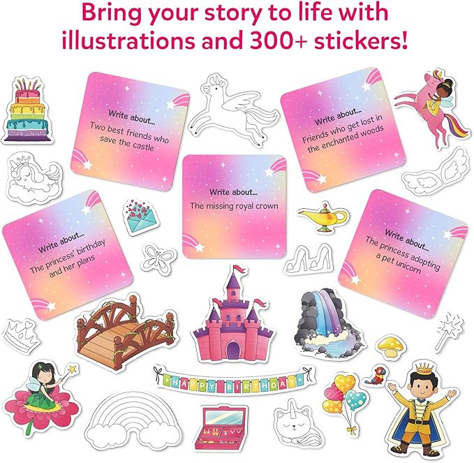 Skillmatics Storybook Art Kit - Create Fairytale Stories, DIY Craft & Writing Kit with 300+ Stickers, Scrapbooking & Journal Activity, Christmas Gifts for Kids Ages 5, 6, 7, 8, 9, 10