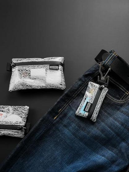 TACTICAL_GEEK Storage A5 EDC Storage Pouch Set, Molle EDC Gadget Pouch, Multi-Functional Utility Small Tool Pocket for Daily Carry (Transparent Grid)