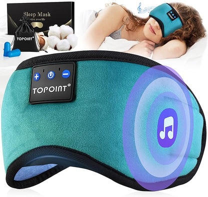 TOPOINT Sleep Mask with Headphones Bluetooth 5.4 Wireless, Sleep Headphone with Microphone Built-in HD Speakers Music, Eye Mask for Sleeping Travel Meditation for Men Women Girl Cool Gadgets
