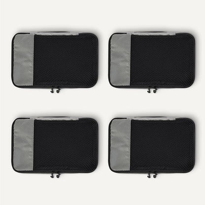 Amazon Essentials 4-Piece Packing Cubes Travel Accessories Set, Luggage Organizer with Double Zipper, Mesh Top, 100% Polyester, Small, Gray (Previously Amazon Basics)