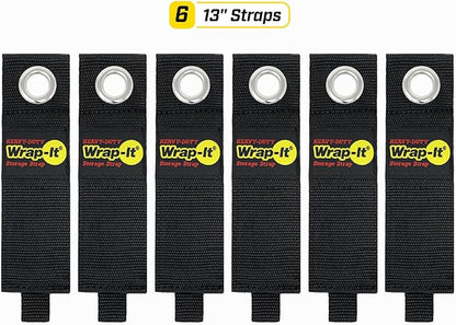 Heavy-Duty Wrap-It Storage Straps, 13-inch (6 Pack) - Hook and Loop Extension Cord Organizer Hanger, Cord Wrap, Cable Straps for Cables, Hoses, Rope for Home, RV and Garage Storage and Organization