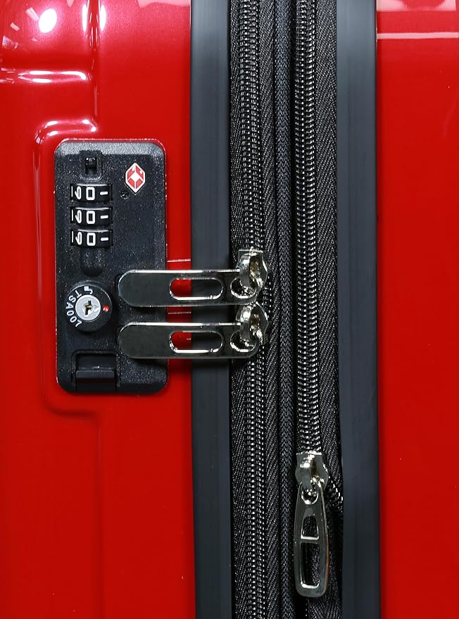 World Traveler Contour 20-Inch Carry-On Polycarbonate Hardside Expandable Spinner Luggage with TSA Lock - Red