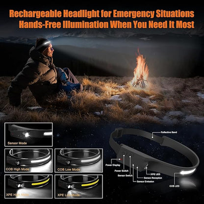 Emergency Radio Hand Crank Solar, 10000mAh/37000mWh Emergency Weather Radio, Hand Crank Solar Radios with NOAA/AM/FM, Rechargeable Headlamp, Thermal Blanket, Survival Bracelet, for Home & Outdoor