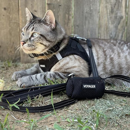 Voyager Step-in Air All Weather Mesh Harness and Reflective Dog 5 ft Leash Combo with Neoprene Handle, for Small, Medium and Large Breed Puppies by Best Pet Supplies - Set (Black), XS