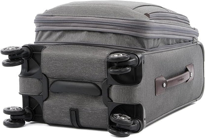 Travelpro Platinum Elite Softside Expandable Carry on Luggage, 8 Wheel Spinner Suitcase, USB Port, Laptop and Tablet Sleeves, Men and Women, Vintage Grey, Carry On 20-Inch