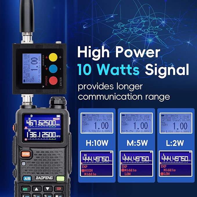 Baofeng Radio Ham Radio Handheld 5RM 10W Long Range 4 Rechargeable Batteries NOAA Weather Two Way Radio Walkie Talkie for Adults with Programming Cable,999CH for Survival Gear Hunting Camping, 2 Pack