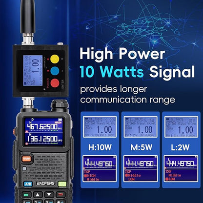 Baofeng Radio Ham Radio Handheld 5RM 10W Long Range 4 Rechargeable Batteries NOAA Weather Two Way Radio Walkie Talkie for Adults with Programming Cable,999CH for Survival Gear Hunting Camping, 2 Pack