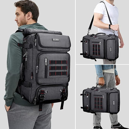 WITZMAN Carry on Travel Backpack for Men Women Airline Approved Convertible Nylon Duffle Backpack Luggage Bag (B682 Silvery Grey)