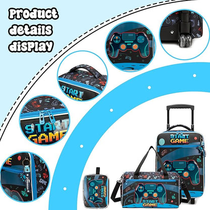 Kids Luggage Sets with Wheels Boys Travel Softside Suitcases 16" Carry on Suitcase with Duffle Bag Boys Luggage Sets Airline Approved