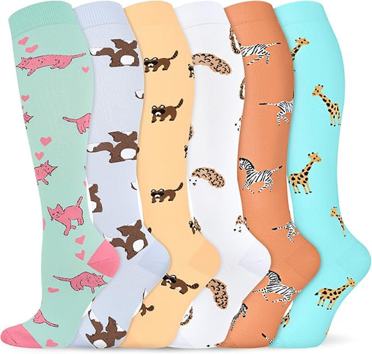 Graduated Compression Socks for Women&Men 20-30mmhg Knee High Socks Travel Hiking Running Stocking