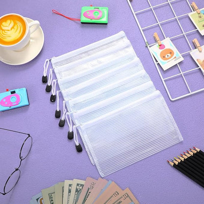 Jetec 32 Pcs Mesh Zipper Bags Toy Storage Bikini Organizer Bag Bolsas Para Guardar Trajes De Bano Waterproof Zipper Reusable Pouch Puzzle Multipurpose for Storage Office(White,7.5 x 5 Inch)