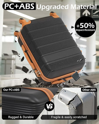 LONG VACATION 3 Piece Carry On Luggage Set with Backpack, 20 Inch Carry Suitcase with Spinner Wheels, ABS+PC Hardshell Suitcase set with TSA Lock & YKK Zipper