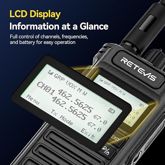 Retevis RT86S Heavy Duty 2 Way Radio Long Range, High Power Walkie Talkies, NOAA, Group Call, Emergency Alarm, 2600mAh,6 Way Charger, Waterproof Radio for Commercial, Industrial, School(6 Pack)