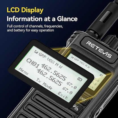 Retevis RT86S Heavy Duty 2 Way Radio Long Range, High Power Walkie Talkies, NOAA, Group Call, Emergency Alarm, 2600mAh,6 Way Charger, Waterproof Radio for Commercial, Industrial, School(6 Pack)