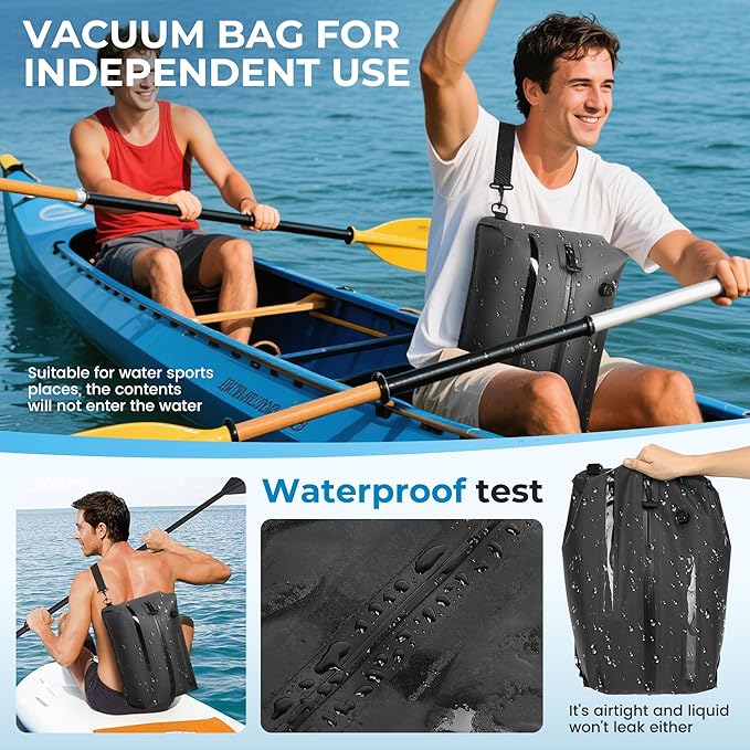 Vacuum Compression Diaper Bag, Expandable Waterproof Baby Travel Backpack with Insulated Pockets, Wet-Dry Separation, and Detachable Airtight Bag (Vacuum Pump Included)