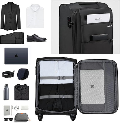 Hanke 20/28 Inch 2 Piece Luggage Sets with Spinner Wheels Expandable Luggage Large Suitcases with Wheels Lightweight Travel Luggage Rolling Suitcase with Lock Softside Checked Luggage.(Dark Gray)
