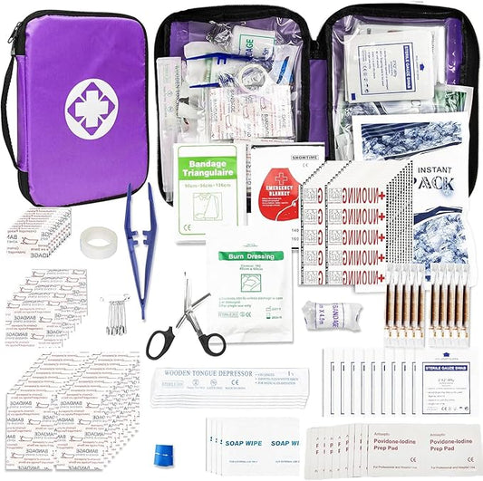 Small-Campact First-Aid Kit-Refill Supplies-Basic Emergency-Essentials - 300PCS Home Essentials Emergency Accident Kits for Businesses Workplace Outside Travel Purple 1st Aid