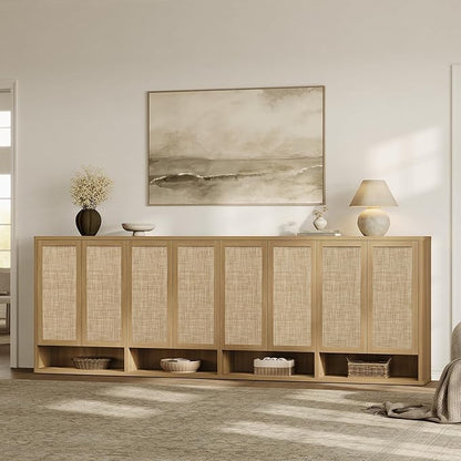 SICOTAS Rattan Shoe Storage Cabinet - Modular Shoe Cabinets with Door Tall Large Shoe Cabinet Storage for Entryway - 31.2" Wide Modular Cabinet for Hallway, Living Room