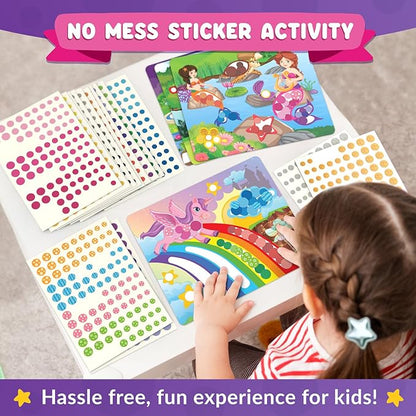 Dot Art Activity - Unicorn & Princess Sticker Kit, Toddler Art & Craft Supplies for Kids, Birthday Gifts for Boys & Girls Ages 3, 4, 5, 6, 7 Year Old - Kids Travel Toys, Airplane Must Have