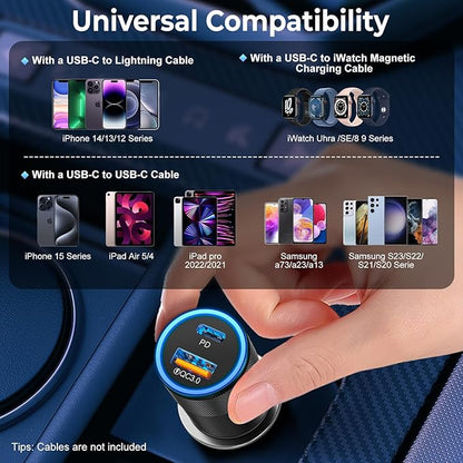 6 Pack USB C Car Charger, Ancekoy 38W Dual USB-C + USB-A Car Charger Adapter Fast Charge PD/QC 3.0 Cigarette Lighter Adapter USB Charger Plug for iPhone 17/16/15/14/13/12/11/Pro Max, iPad, Samsung