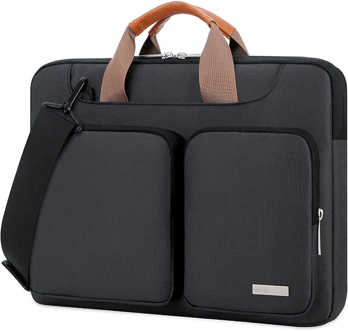 Lacdo 360° Protective Laptop Shoulder Bag, 14 inch Laptop Sleeve Bag for 14 inch New MacBook Pro M5/M4/M3/M2/M1 Chips Pro Max A3434 A3112 A3401 A3185 A2918 A2992 2025-2021 Computer Messenger Bag,Black