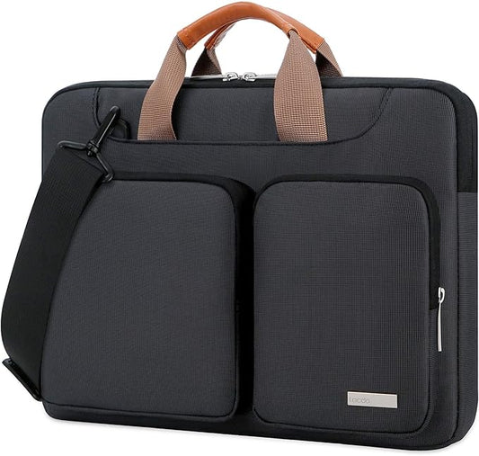 Lacdo 360° Protective Laptop Shoulder Bag, 14 inch Laptop Sleeve Bag for 14 inch New MacBook Pro M5/M4/M3/M2/M1 Chips Pro Max A3434 A3112 A3401 A3185 A2918 A2992 2025-2021 Computer Messenger Bag,Black