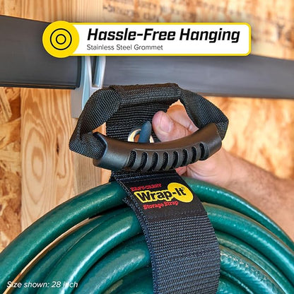 Easy-Carry Wrap-It Storage Straps - 36” (2-Pack) Black with Grommet - Heavy Duty Cord Carrying Strap Keeper and Extension Cord Organizer